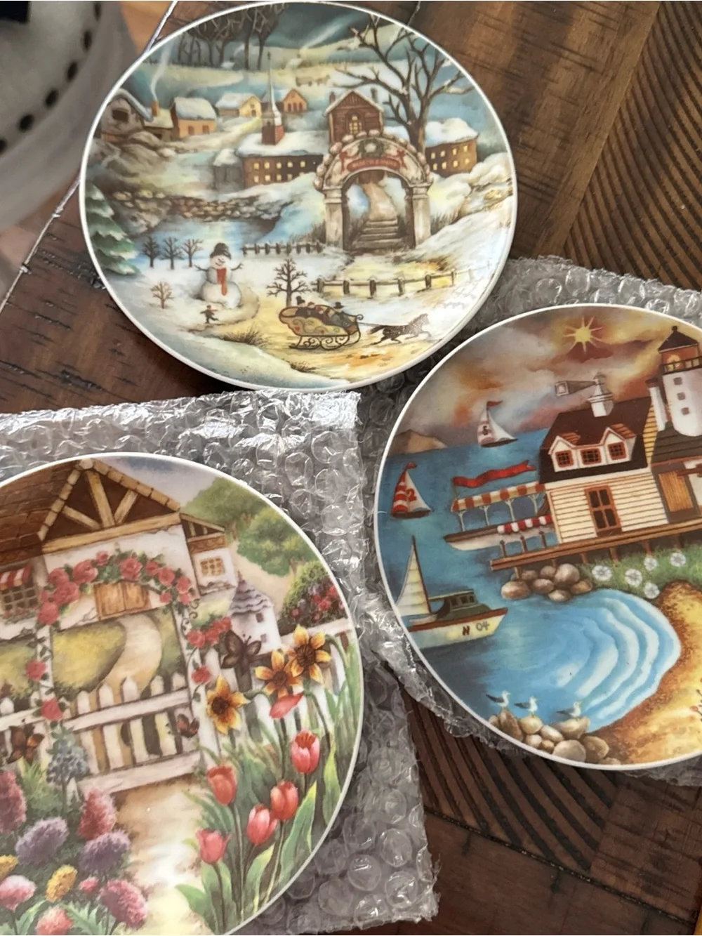 Vtg Wooden Perpetual Country Kitchen Calendar W/ Wood Tiles & Season Plates Comp